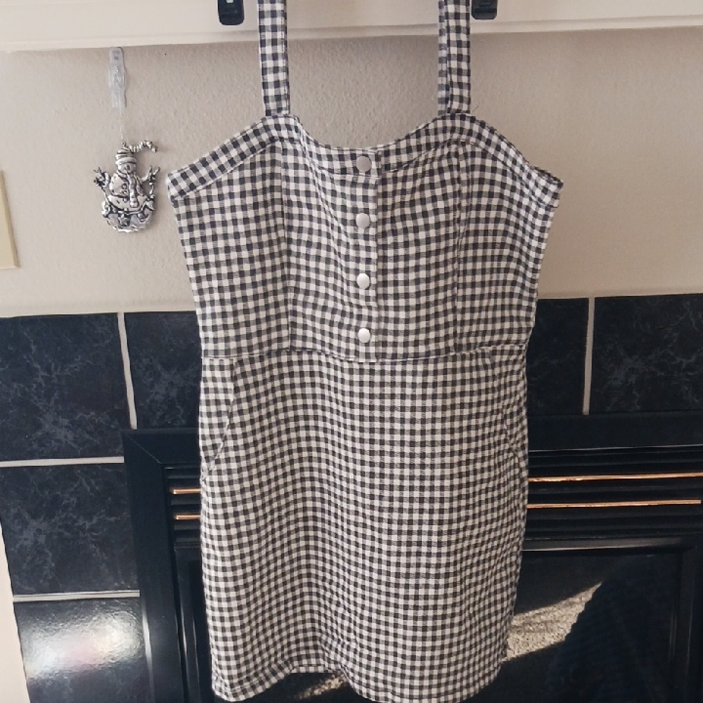 No Boundaries Black and White Checkered Mini Dress